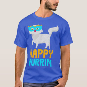 Happy Purim Costume Idea Funny Cat Hebrew Jewish H T-Shirt