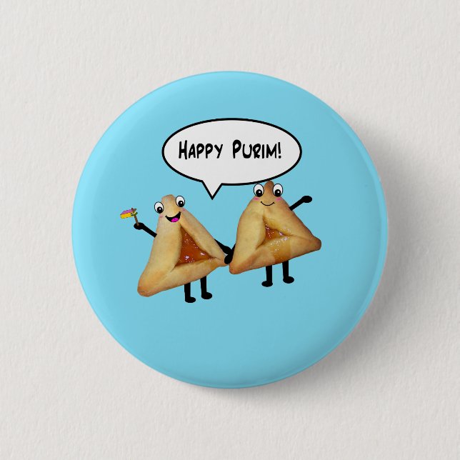 Happy Purim - customisable background colour 6 Cm Round Badge (Front)