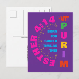 HAPPY PURIM Esther 4:14 For Such A Time As This  Holiday Postcard