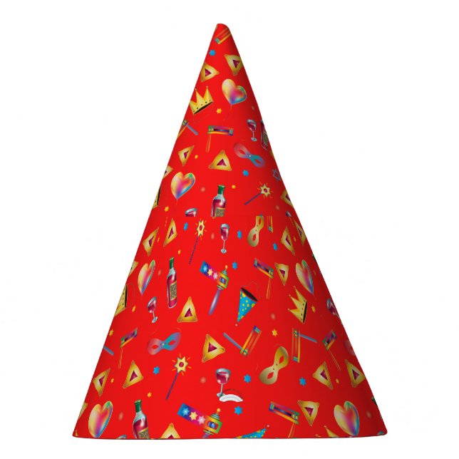 Happy Purim Festival Kids Party Gifts Red Pattern Party Hat (Right)