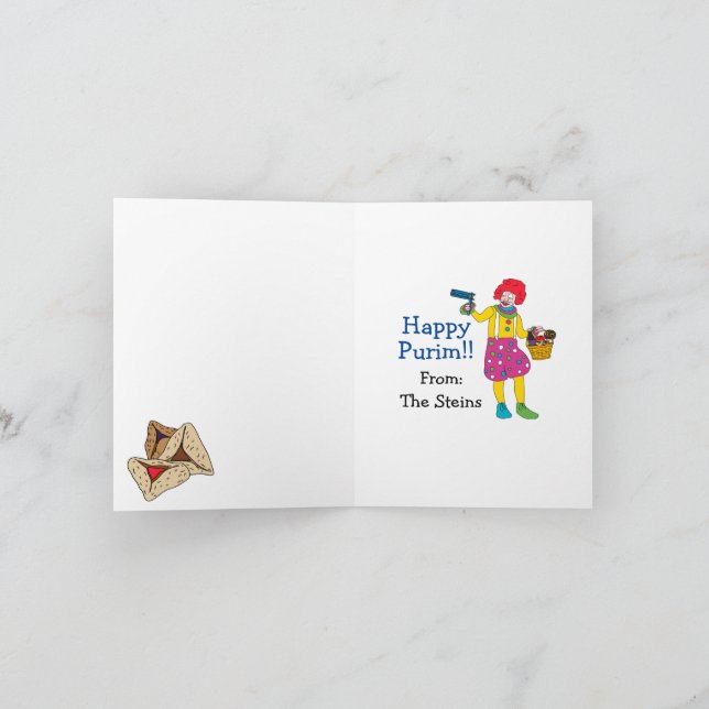 Happy Purim Folded Note Cards (Inside)