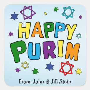 Happy Purim Fun Square Sticker