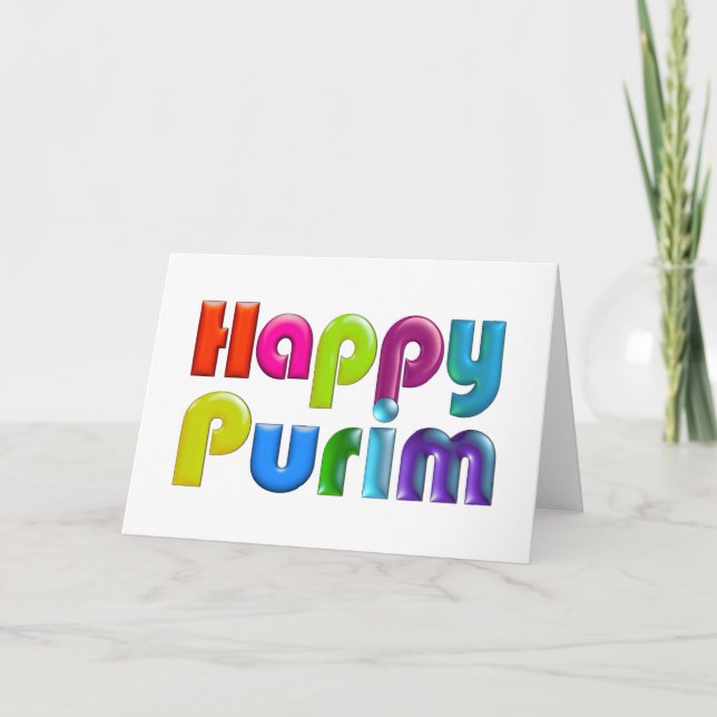 HAPPY PURIM funky colourful greeting card (Front)