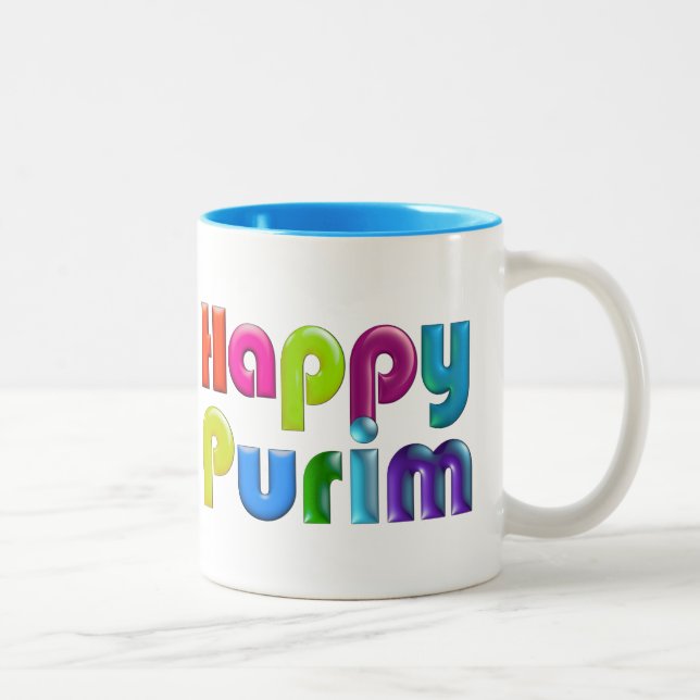 HAPPY PURIM funky gift Two-Tone Coffee Mug (Right)