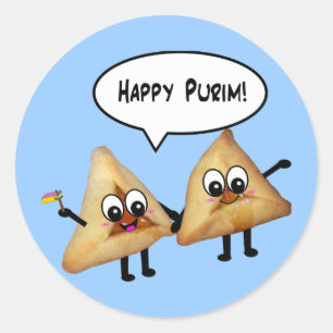 Happy Purim hamantaschen Classic Round Sticker