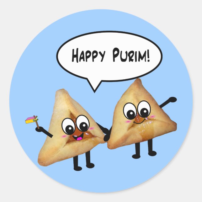 Happy Purim hamantaschen Classic Round Sticker (Front)