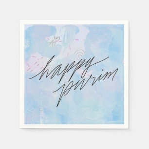 happy purim in cloud blue napkin