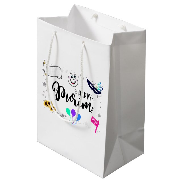 Happy Purim Medium Gift Bag (Front Angled)