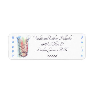 Happy Purim Megillah Scroll Case Return Address Label