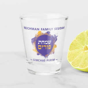 Happy Purim Purple Personalised SHOT GLASS