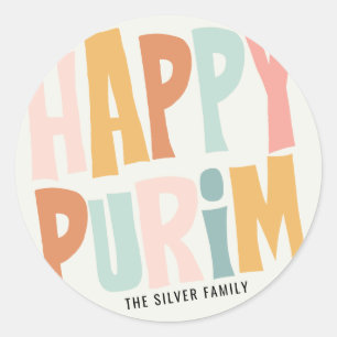 Happy Purim Round Sticker