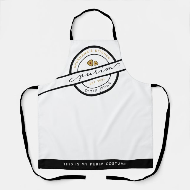 HAPPY PURIM Script Funny Personalised Apron (Front)