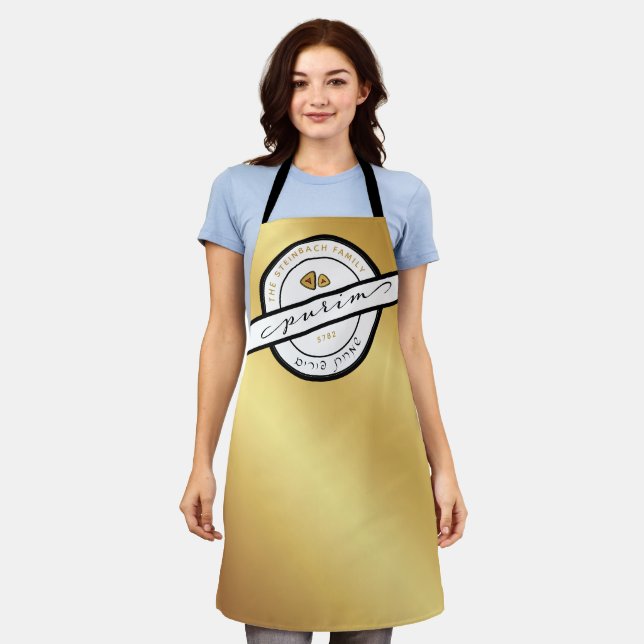 HAPPY PURIM Script Personalised Apron (Worn)