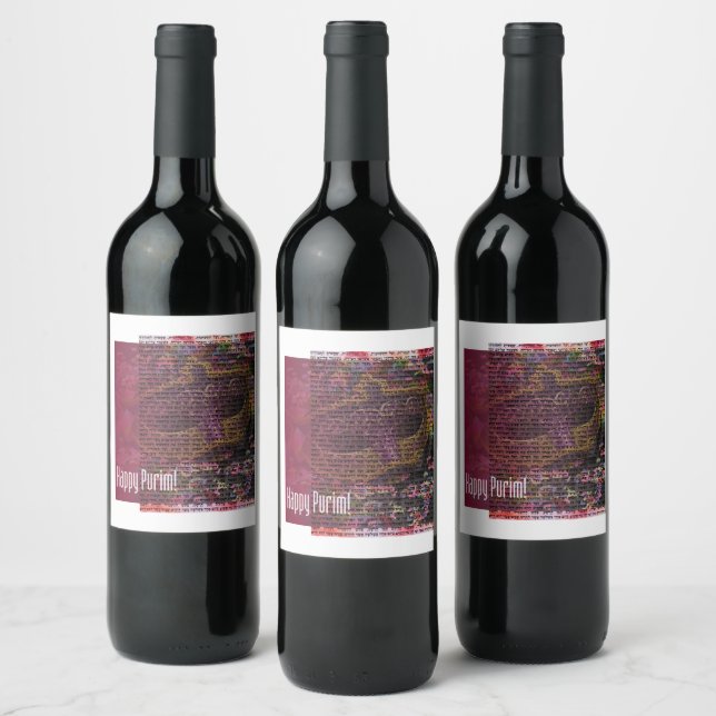 Happy Purim Wine Labels for Purim Party (Bottles)