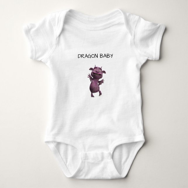 Happy Purple Dragon Design Baby Bodysuit (Front)
