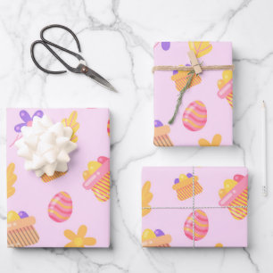 Happy Purple Easter Wrapping Paper Sheet