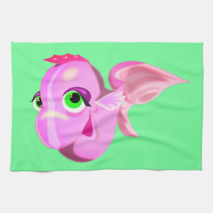 Happy Purple Fish Funny Kitchen Towel Choose olors