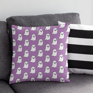 Happy Purple Ghost Pattern Halloween Cushion
