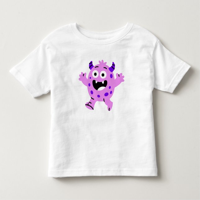 Happy Purple Monster Kids Toddler T-Shirt (Front)