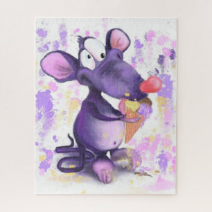 Happy Purple Mouse Eat Ice Cream Puzzle - Funny