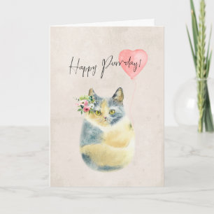 happy purr day cute cat birthday card
