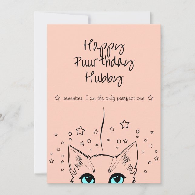 Happy Purr-thday ( Birthday ) Greetings for Him Holiday Card (Front)