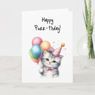 Happy Purr-thday Birthday Kitten Celebrate Party  Card