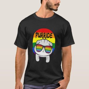 Happy Purride Cat Lgbt Pride Sunglass Rainbow Flag T-Shirt