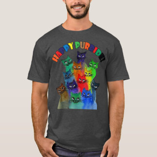 Happy Purride LGBT Cats Rainbow Cat Kitten Gay Pri T-Shirt