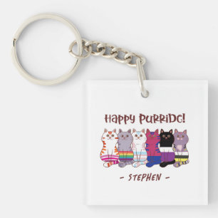 Happy Purride – LGBTQ Pride Cats Key Ring