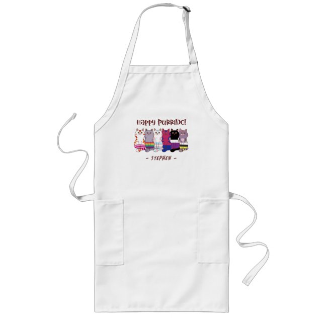 Happy Purride – LGBTQ Pride Cats Long Apron (Front)