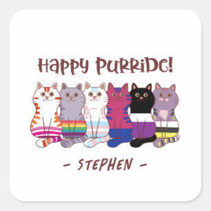 Happy Purride – LGBTQ Pride Cats Square Sticker