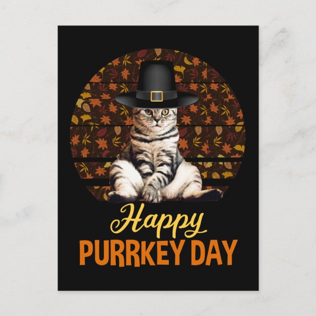 Happy Purrkey Day Postcard (Front)