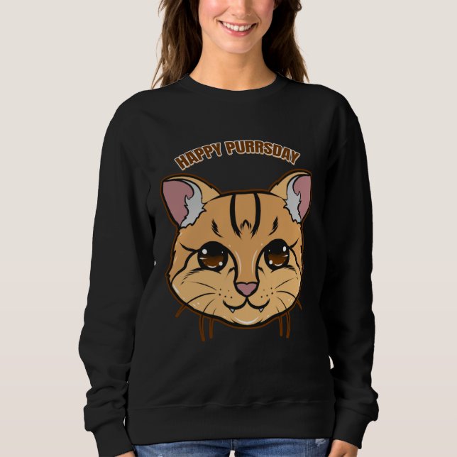 Happy Purrsday Cat On Purrsday Sweatshirt (Front)