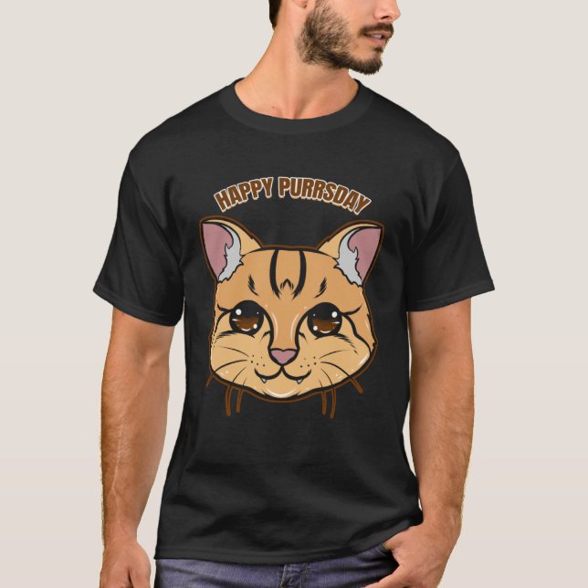 Happy Purrsday Cat On Purrsday T-Shirt (Front)