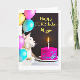 Happy Purrthday for Cat Add a Name Card