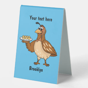 Happy quail with eggs cartoon