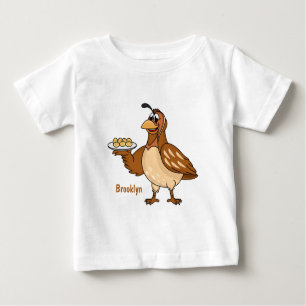 Happy quail with eggs cartoon baby T-Shirt
