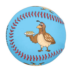 Happy quail with eggs cartoon baseball