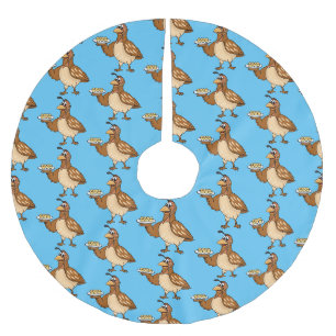 Happy quail with eggs cartoon  brushed polyester tree skirt