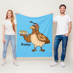 Happy quail with eggs cartoon fleece blanket