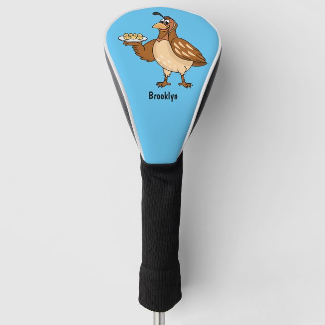 Happy quail with eggs cartoon golf head cover (Front)