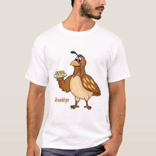 Happy quail with eggs cartoon T-Shirt