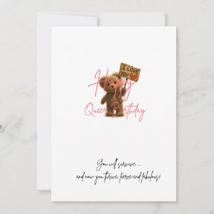 Happy Queer Birthday Card – Cute Teddy Bear with I