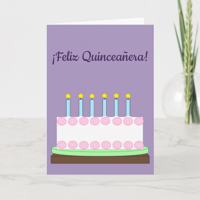 Happy Quinceañera in Spanish:  Lavender Blank Card (Front)