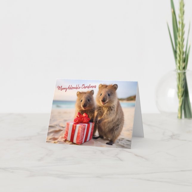 Happy Quokka Family - Merry Christmas Card (Front)