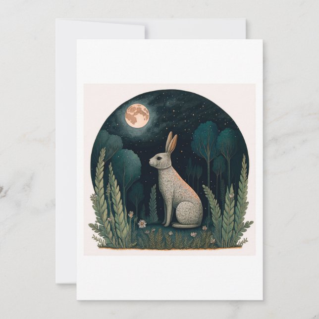 Happy Rabbit in the Moonlight Holiday Card (Front)