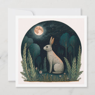 Happy Rabbit in the Moonlight Invitation