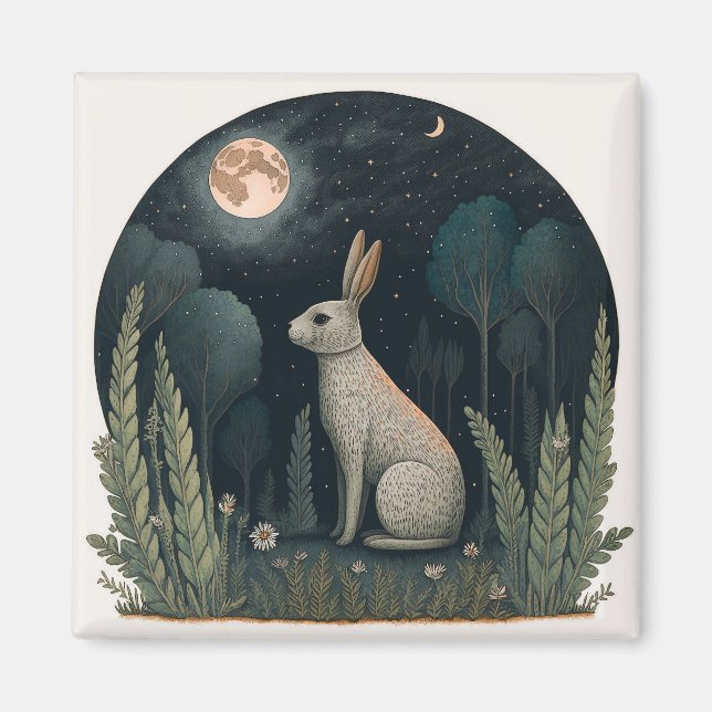 Happy Rabbit in the Moonlight Magnet (Front)