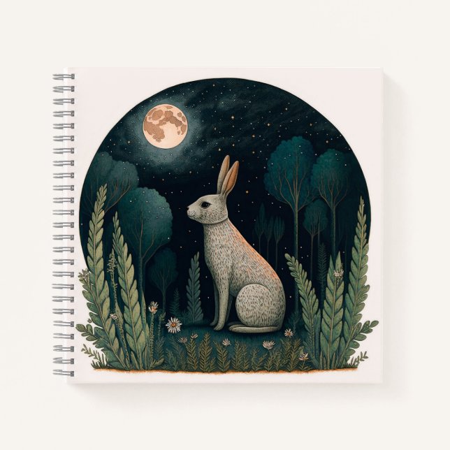 Happy Rabbit in the Moonlight Notebook (Front)